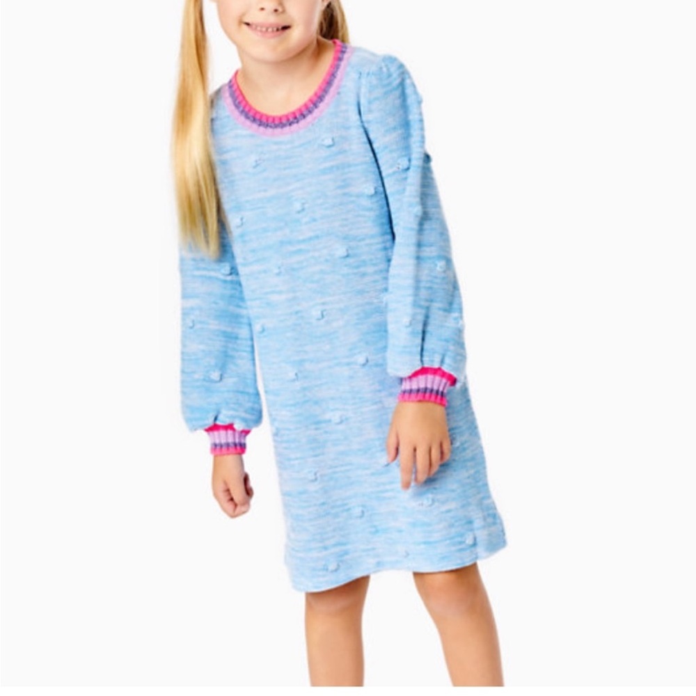 Lilly Pulitzer Mini Verna Blue knit sweater dress NWT Girls L 8/10